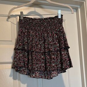 Floral Black and Red Women's Mini Skirt